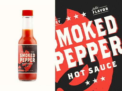 Smoked Pepper Hot Sauce Label branding design food icon illustration label logo package design sauce texture typography vector