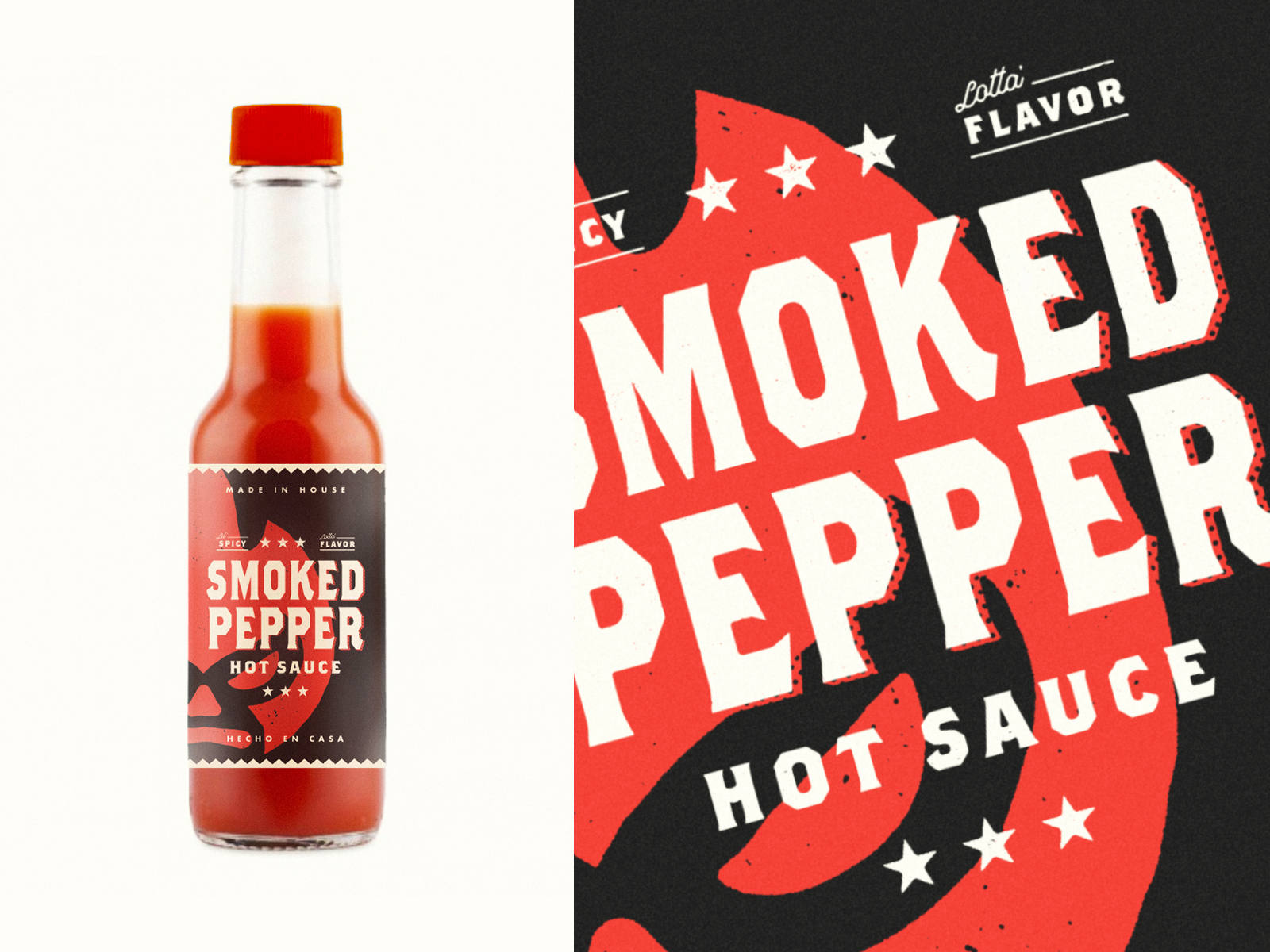 Smoked Pepper Hot Sauce Label by Nick DeVore on Dribbble
