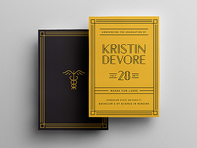 Graduation Announcement icon print two color type typography