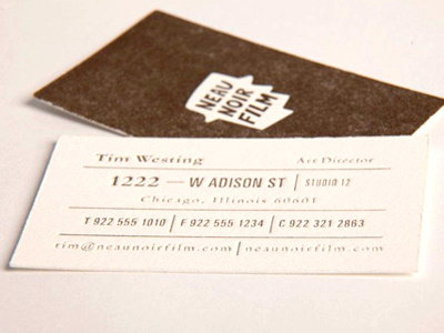 Neau Noir Film Letterpress Card branding business card identity logo stationery