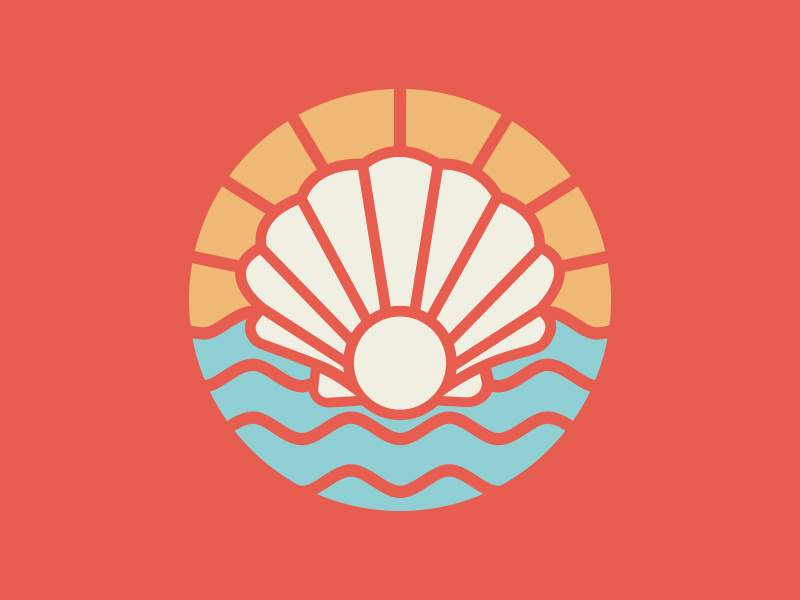 Seashell Things tropical beach sea coastal badge crest emblem illustration vector texture identity logo