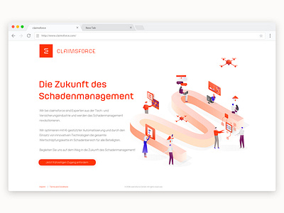 Claimsforce landing page illustration insurtech landing page startup branding