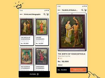 Antique e-comm store - app design