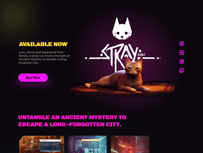 Stray- videogame website design concept annapurna cat challenge design stray videogame website design