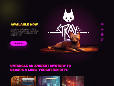 Stray- videogame website design concept