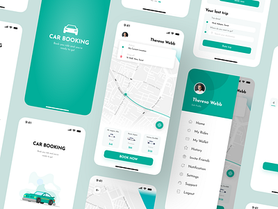 Car Booking - Car Rental App best app design best ui design booking app car app car booking app design green theme illustration rental app ui