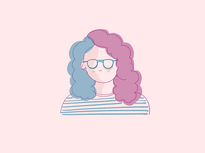 Self Portrait 2 applepencil color curly hair design doodleart dribbble ipadpro pastel pink procreate specs uxdesigner women in illustration