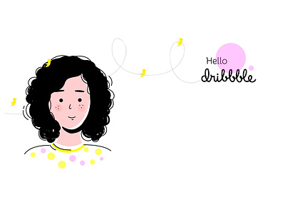 Hello Dribble curly hair design dribbble firstshot illustration illustrator me vector women
