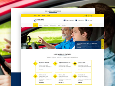 Drive Pro | Driving School Template auto school autos car school cars drive driver driver license driving license driving school driving school template ixstudio license