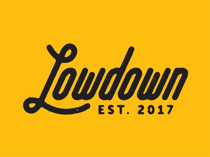 Lowdown Logo brand branding logo patch script type typography