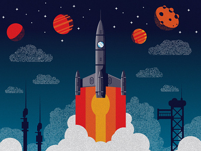 Rocket Blast design graphic illustration space vector wip
