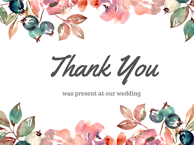 Pink watercolor thank you card template #2