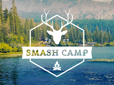 Smash Camp Logo badge camp camping deer lake logo summer