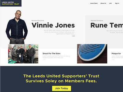 Working on a new look for the Leeds United Supporters' Trust... design football ui ux web website