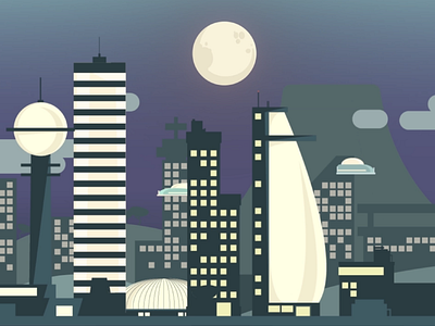 Future City at Night city future illustration night vector