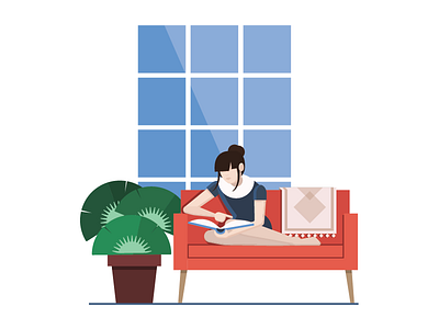 Easy Reading couch illustration reading vector woman