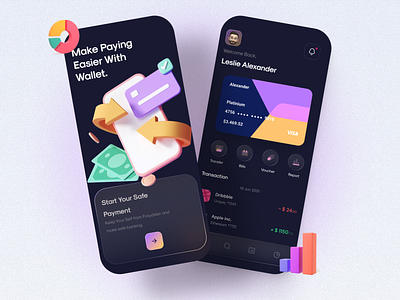 Smart Phone Banking app branding dark design dribbble fintech illustration mobile mobile app mobile banking ui ui ux design vector visual visual design