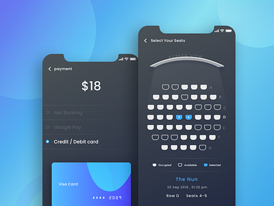 Tickets Booking dark ui design dribbble payment seat select ticket booking ux visual