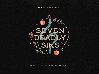 Seven Deadly Sins badge church graphic deadly sermon art sermon series snake vector