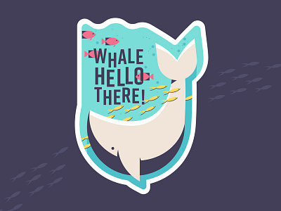 Whale Hello There fish hello illustration kids ocean sticker vector water whale