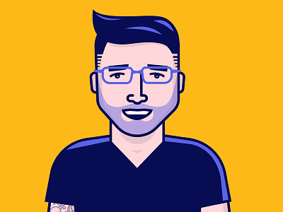 Sick Fade avatar beard fade glasses hair illustration man person smile swoop tattoo vector