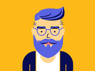 Zack beard face glasses guy hair illustration man portrait sweater vector