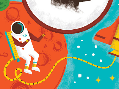Space astronaut baby illustration kyle brush planet ship space star