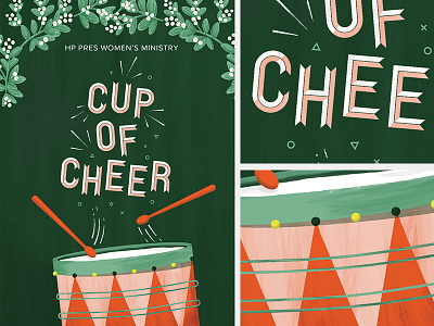 Cup of Cheer brush drum drummer boy flower illustration type typography