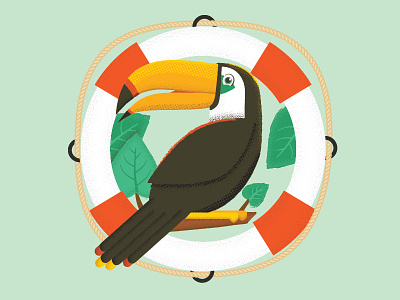 Toucan bird branch feather halftone illustration leaf life saver rescue rope texture toucan vbs