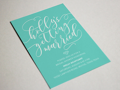 Bridal Shower Invite diamond flourish invitation letterpress script wedding