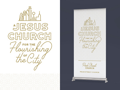 Vision Statement banner church branding dallas flourishing jesus pattern skyline