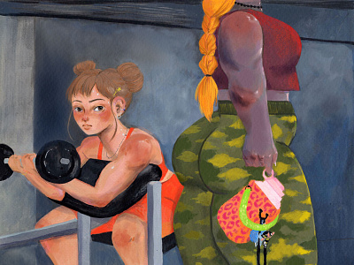 Gym Femmes fitness gouache gym illustration muscles painting
