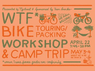 Hand lettered WTF* bike workshop flyer