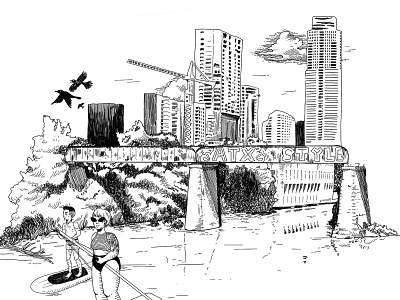 Railway Bridge over Town Lake atx austin designer austin texas illustration procreate