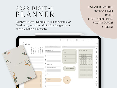 2022 Digital Planner, Planner for GoodNotes, Dated planning dated planner design planner digital planner hyperlinked planner ipad planner minimal planner minimalist design monthly planner planner for goodnotes planning for ipad weekly planner year planner