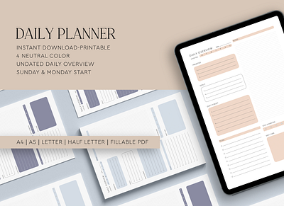 Printable & Digital Daily Planner, Productivity Daily Planner daily planner digital planner fillable pdf goodnotes instant download pdf planner printable planner to do list undated planner