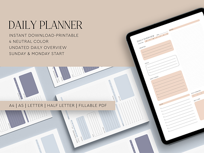 Printable & Digital Daily Planner, Productivity Daily Planner