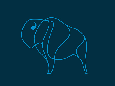 Bison animal corporate identity logo monoline