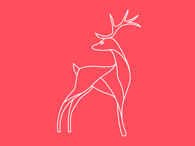 Deer animal corporate identity illustration logo monoline