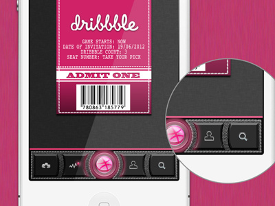 Debut Shot dribbbleball iphone pink stitching ticket ui
