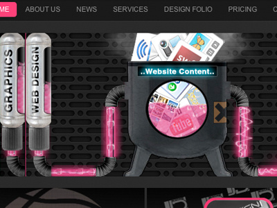 Web Design Slide Banner liquid pink piping tank.smoke web