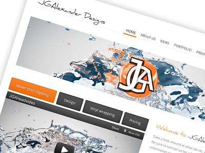 JGAlexander Designs Shot buttons content orange splash video water web website