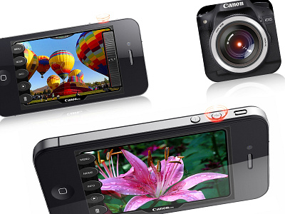Canon Ui app black camera canon functions icon ios iphone lense mobile photography ui white zoom