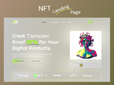 NFT Web Landing Page branding colour design digital nft figma latest nft design premium treand treanding design ui web web nft