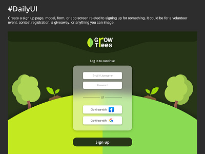 #DailyUI / Login in Page (Grow Trees)