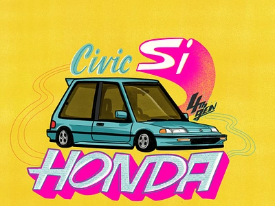 Honda Civic car hand drawn type illustration lettering texture typography