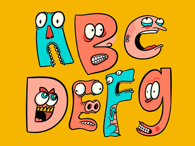 A B C D E F G alphabet hand drawn type illustration lettering monsters typography