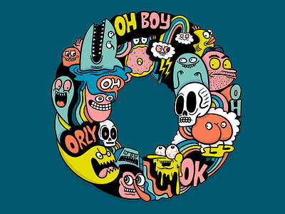 Oh, O alphabet illustration letter lettering monsters o type