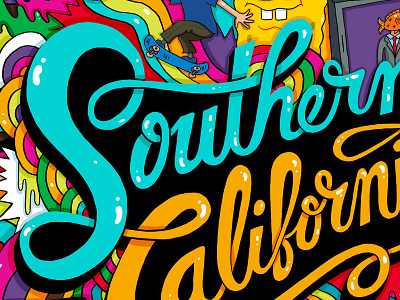 Souther California Reaction Piece Process bright illustration lettering script