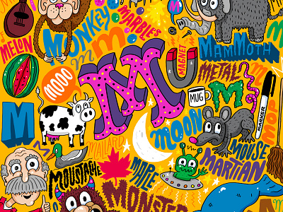M alphabet childrens book kids pattern
